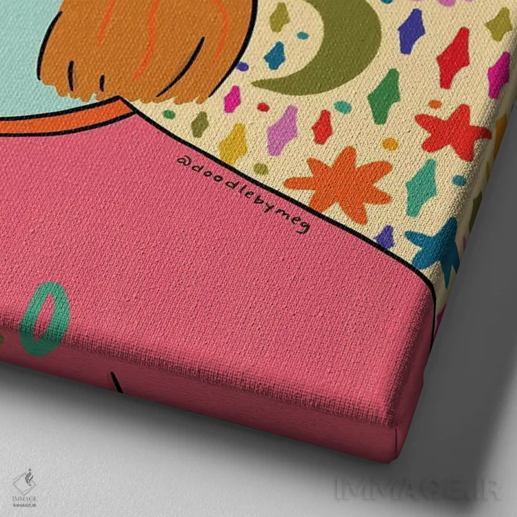 تابلو وحشی بمان (آزاد بمان) اثر دودل بای مگ (استودیوی هنری) - نمای نزدیک بافت بوم