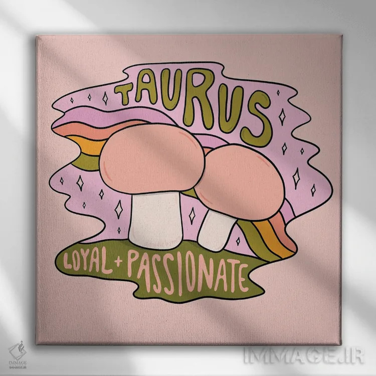 تابلو قارچ متولد اردیبهشت (برج ثور) اثر دودل بای مگ (استودیوی هنری) - نمای روبهرو روی دیوار