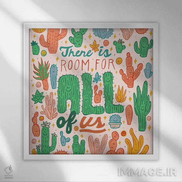 تابلو جایی برای همه اثر دودل بای مگ (استودیوی هنری) - نمای قابدار سفید