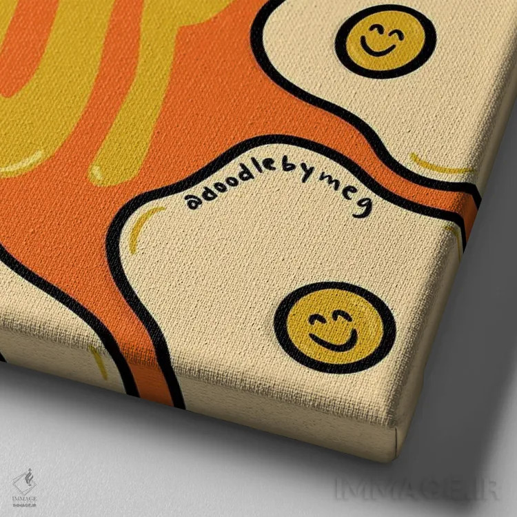 تابلو تخممرغ نیمرو (طرح تخممرغ نیمرو) اثر دودل بای مگ (استودیوی هنری) - نمای نزدیک بافت بوم