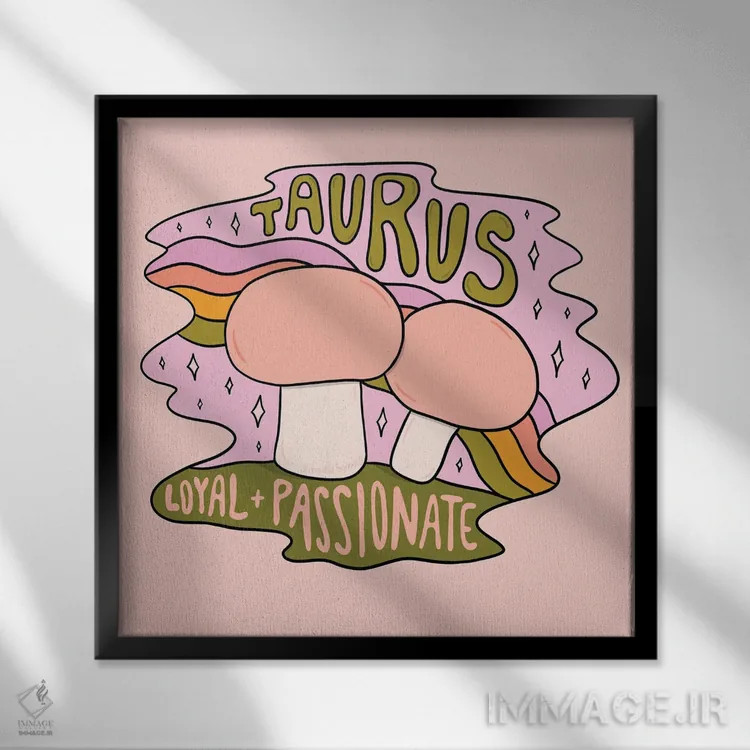 تابلو قارچ متولد اردیبهشت (برج ثور) اثر دودل بای مگ (استودیوی هنری) - نمای قابدار مشکی