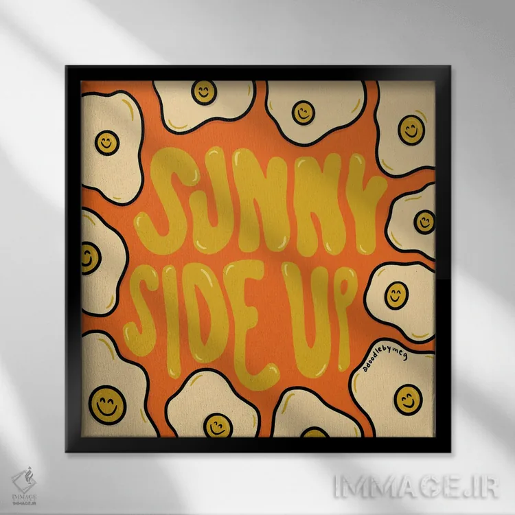 تابلو تخممرغ نیمرو (طرح تخممرغ نیمرو) اثر دودل بای مگ (استودیوی هنری) - نمای قابدار مشکی