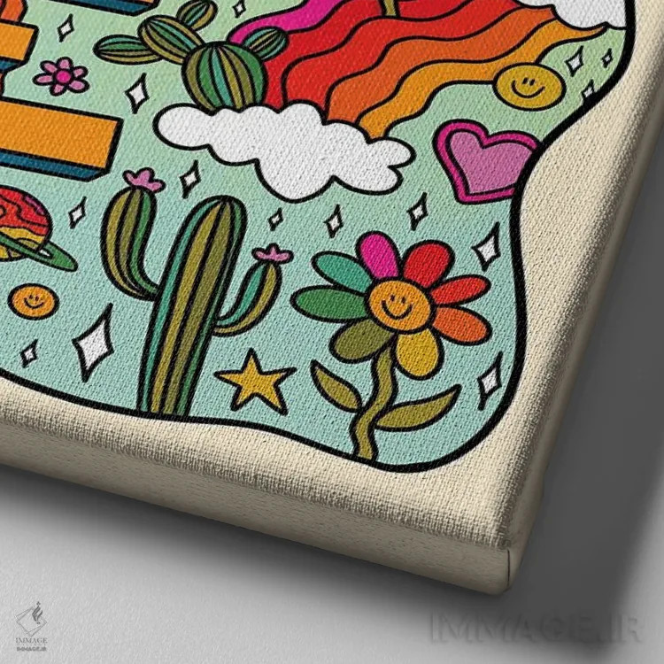 تابلو باید خودم باشم اثر دودل بای مگ (استودیوی هنری) - نمای نزدیک بافت بوم