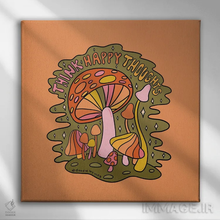 تابلو به افکار شاد فکر کن اثر دودل بای مگ (استودیوی هنری) - نمای روبهرو روی دیوار