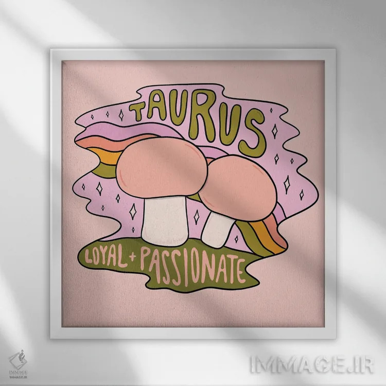 تابلو قارچ متولد اردیبهشت (برج ثور) اثر دودل بای مگ (استودیوی هنری) - نمای قابدار سفید