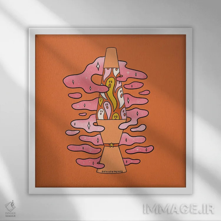 تابلو لامپ لاوا ترسناک (لوازم دکوری) اثر دودل بای مگ (استودیوی هنری) - نمای قابدار سفید