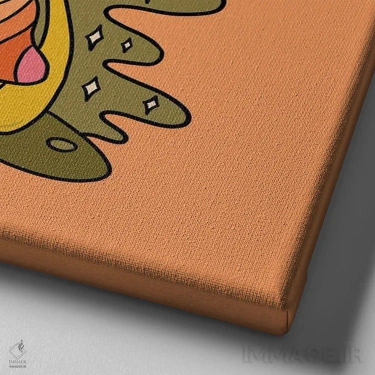 تابلو به افکار شاد فکر کن اثر دودل بای مگ (استودیوی هنری) - نمای نزدیک بافت بوم