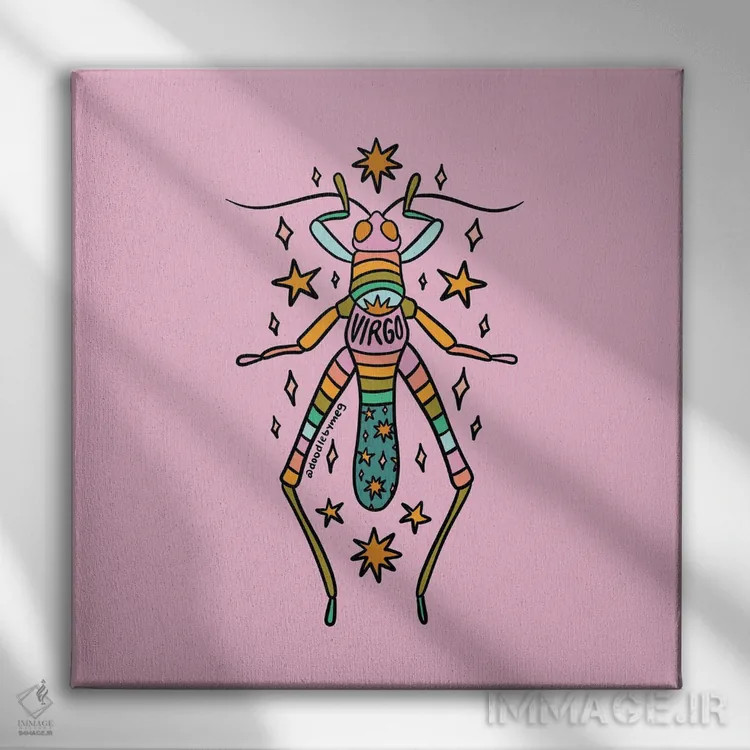 تابلو ملخ متولد شهریور (برج سنبله) اثر دودل بای مگ (استودیوی هنری) - نمای روبهرو روی دیوار