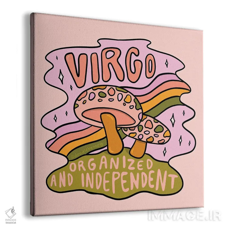 تابلو قارچ متولد شهریور (برج سنبله) اثر دودل بای مگ (استودیوی هنری) - نمای پرسپکتیو محصول