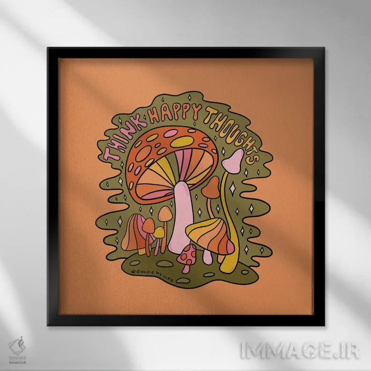 تابلو به افکار شاد فکر کن اثر دودل بای مگ (استودیوی هنری) - نمای قابدار مشکی