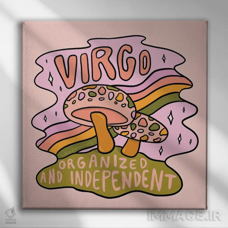 تابلو قارچ متولد شهریور (برج سنبله) اثر دودل بای مگ (استودیوی هنری) - نمای روبهرو روی دیوار