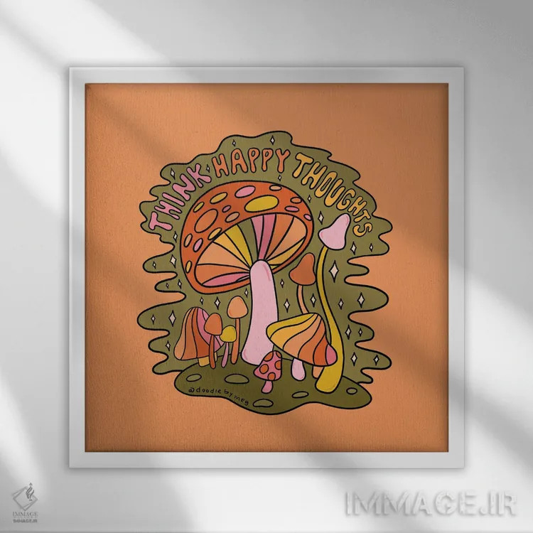 تابلو به افکار شاد فکر کن اثر دودل بای مگ (استودیوی هنری) - نمای قابدار سفید