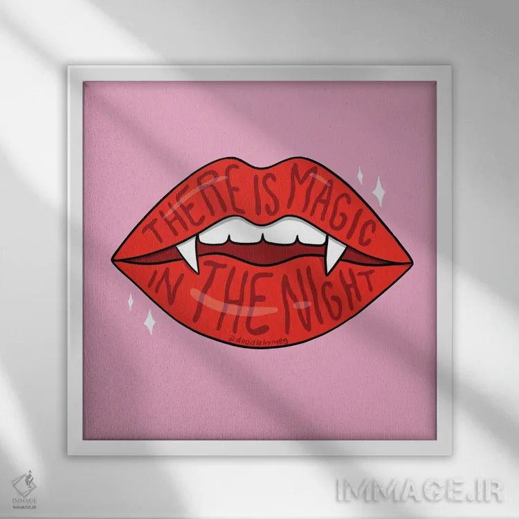 تابلو لبهای خونآشام اثر دودل بای مگ (استودیوی هنری) - نمای قابدار سفید