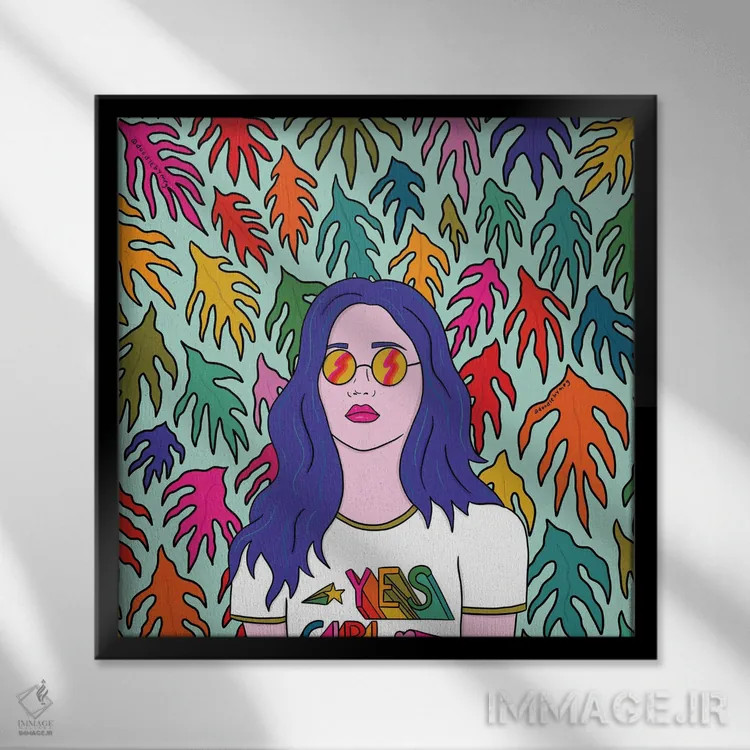 تابلو آفرین دختر! (تشویقی) اثر دودل بای مگ (استودیوی هنری) - نمای قابدار مشکی