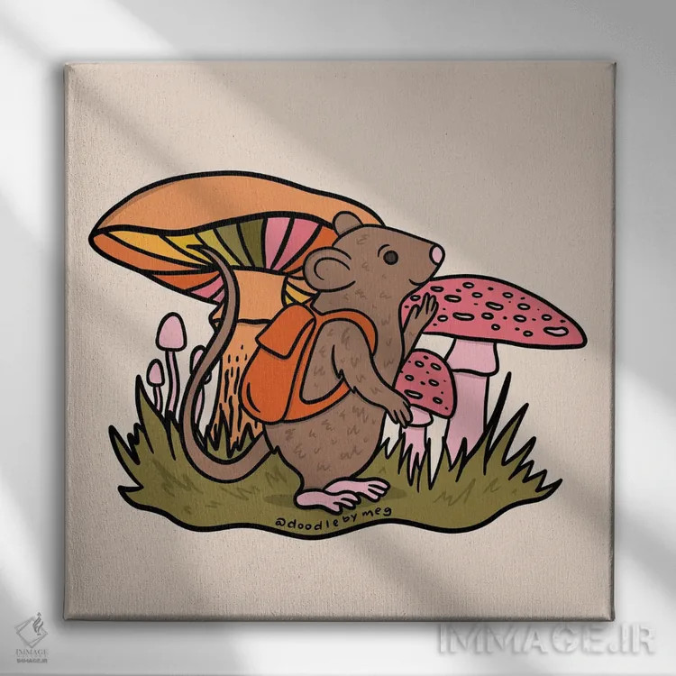 تابلو موش با کولهپشتی اثر دودل بای مگ (استودیوی هنری) - نمای روبهرو روی دیوار