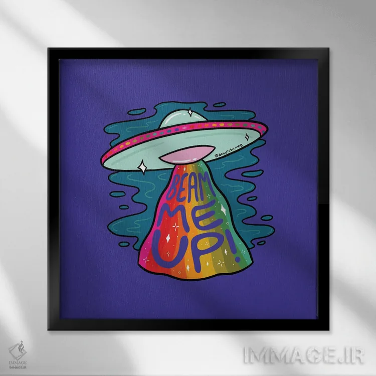 تابلو من را به بالا بفرست (اشاره به جابجایی تخیلی) اثر دودل بای مگ (استودیوی هنری) - نمای قابدار مشکی