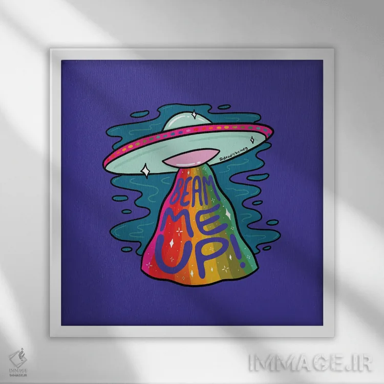 تابلو من را به بالا بفرست (اشاره به جابجایی تخیلی) اثر دودل بای مگ (استودیوی هنری) - نمای قابدار سفید