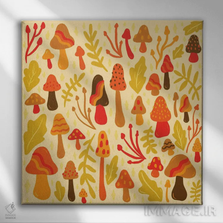 تابلو قارچهای بهاری اثر دودل بای مگ (استودیوی هنری) - نمای روبهرو روی دیوار