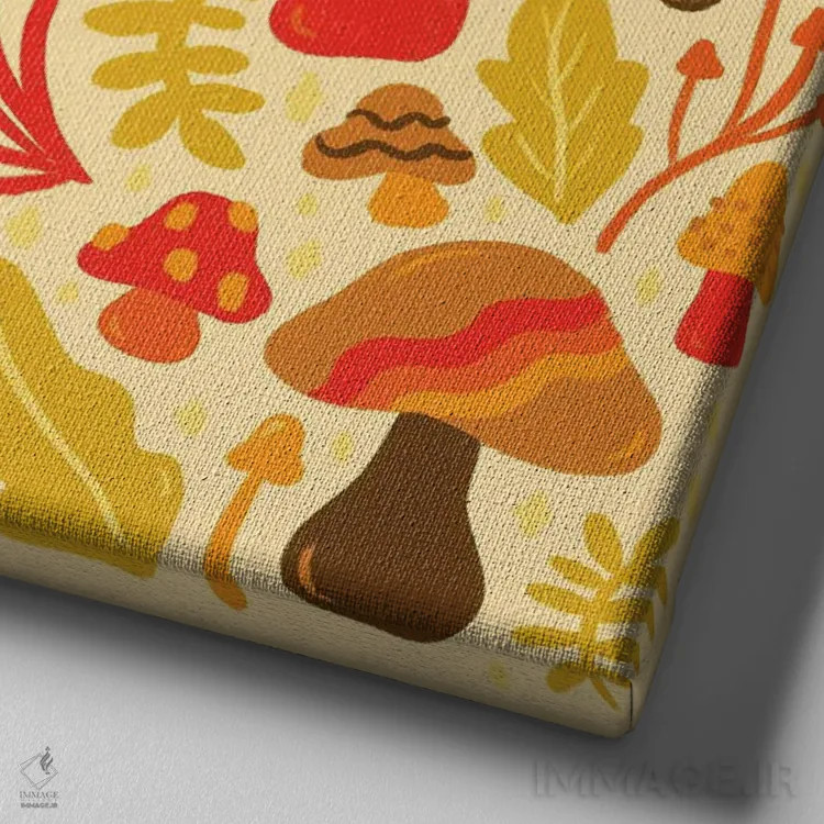 تابلو قارچهای بهاری اثر دودل بای مگ (استودیوی هنری) - نمای نزدیک بافت بوم