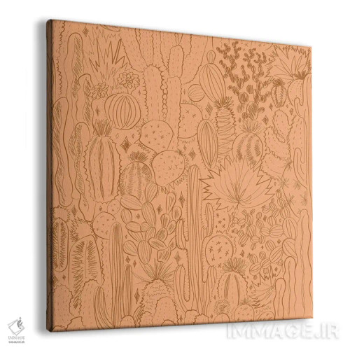 تابلو منظرهٔ کاکتوس در زمینهٔ نارنجی اثر دودل بای مگ (استودیوی هنری) - نمای پرسپکتیو محصول