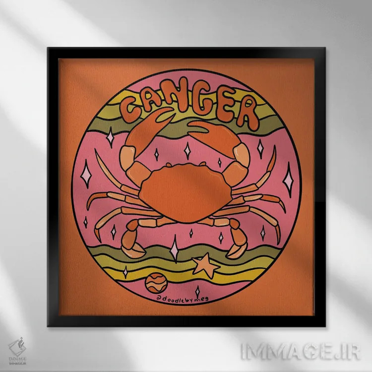 تابلو برج سرطان (تیر) اثر دودل بای مگ (استودیوی هنری) - نمای قابدار مشکی