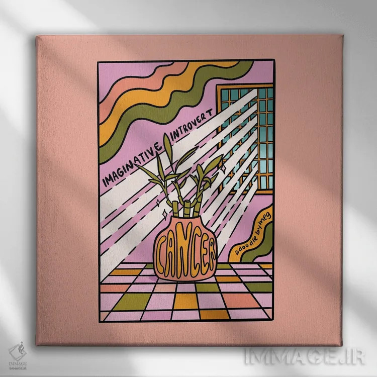 تابلو گیاه متولد تیر (برج سرطان) اثر دودل بای مگ (استودیوی هنری) - نمای روبهرو روی دیوار