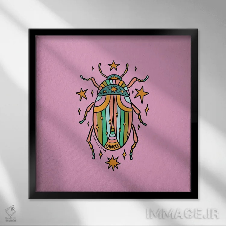 تابلو سوسک متولد تیر (برج سرطان) اثر دودل بای مگ (استودیوی هنری) - نمای قابدار مشکی