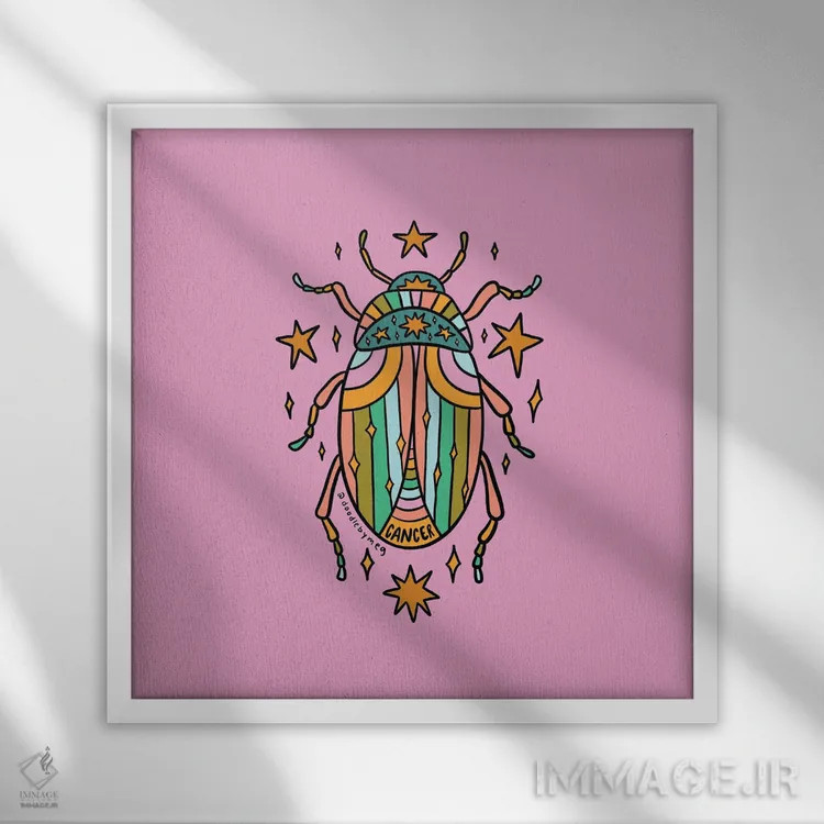 تابلو سوسک متولد تیر (برج سرطان) اثر دودل بای مگ (استودیوی هنری) - نمای قابدار سفید