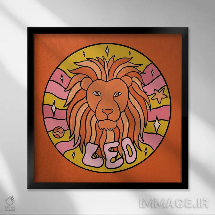 تابلو برج اسد (مرداد) اثر دودل بای مگ (استودیوی هنری) - نمای قابدار مشکی