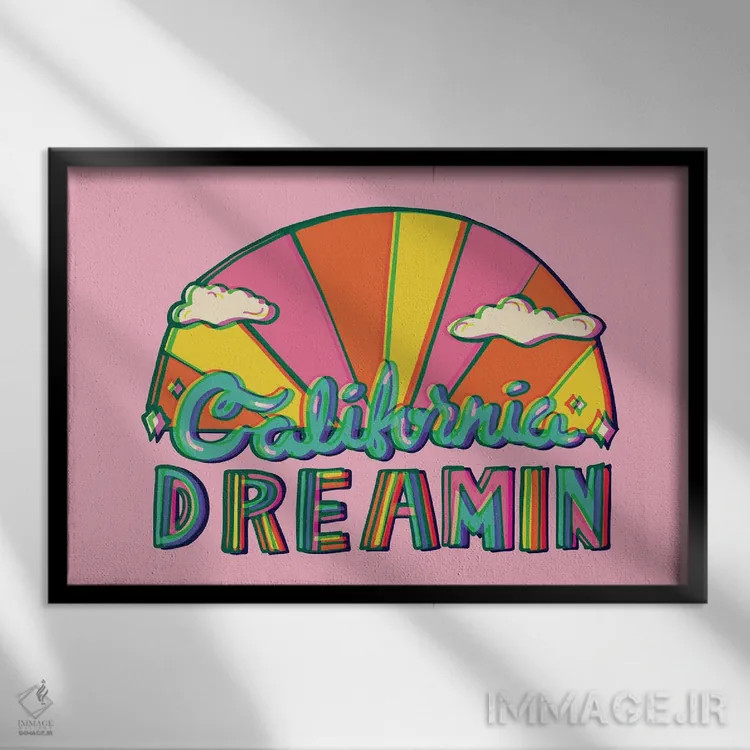 تابلو رویای کالیفرنیا اثر دودل بای مگ (استودیوی هنری) - نمای قابدار مشکی
