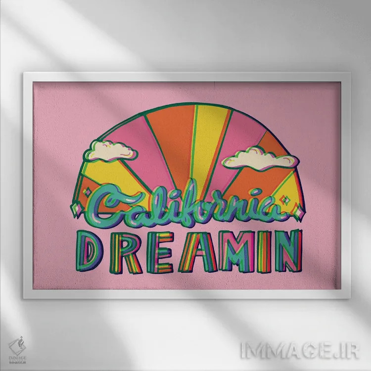 تابلو رویای کالیفرنیا اثر دودل بای مگ (استودیوی هنری) - نمای قابدار سفید