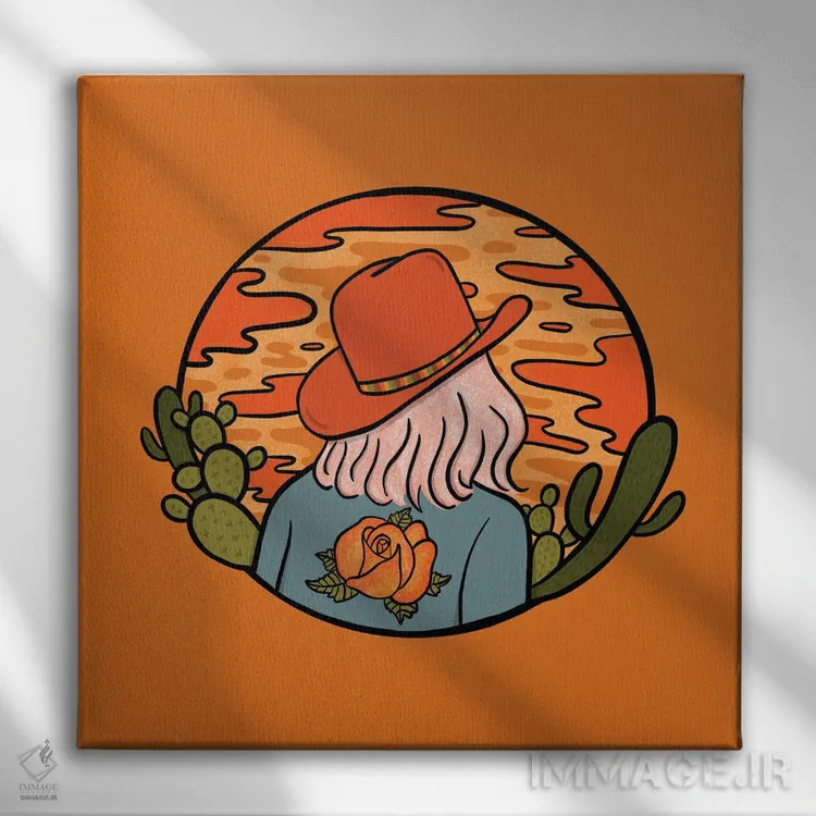 تابلو کابوی دخترانه صحرایی اثر دودل بای مگ (استودیوی هنری) - نمای روبهرو روی دیوار