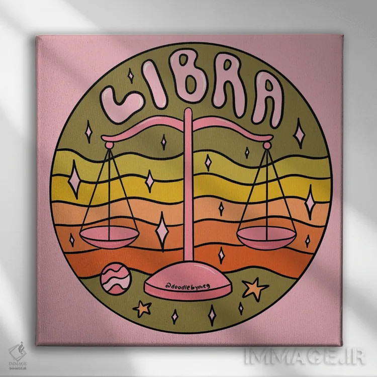 تابلو برج میزان (مهر) اثر دودل بای مگ (استودیوی هنری) - نمای روبهرو روی دیوار