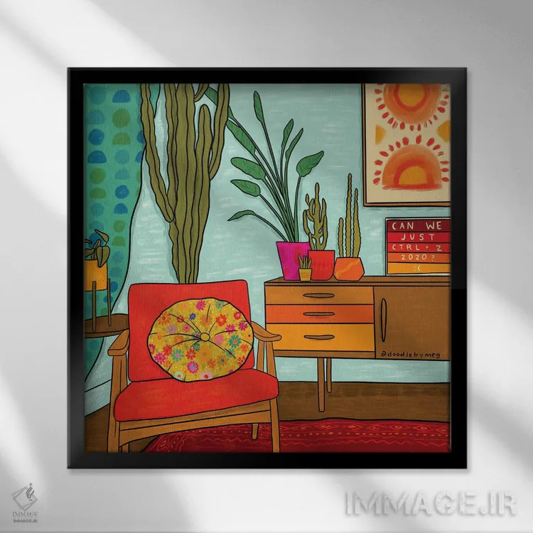 تابلو "Ctrl + Z" (بازگشت در کامپیوتر) اثر دودل بای مگ (استودیوی هنری) - نمای قابدار مشکی