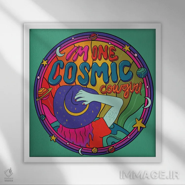 تابلو کابوی دخترانه کهکشانی اثر دودل بای مگ (استودیوی هنری) - نمای قابدار سفید