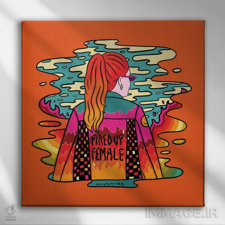 تابلو زن پرشور و هیجانزده اثر دودل بای مگ (استودیوی هنری) - نمای روبهرو روی دیوار