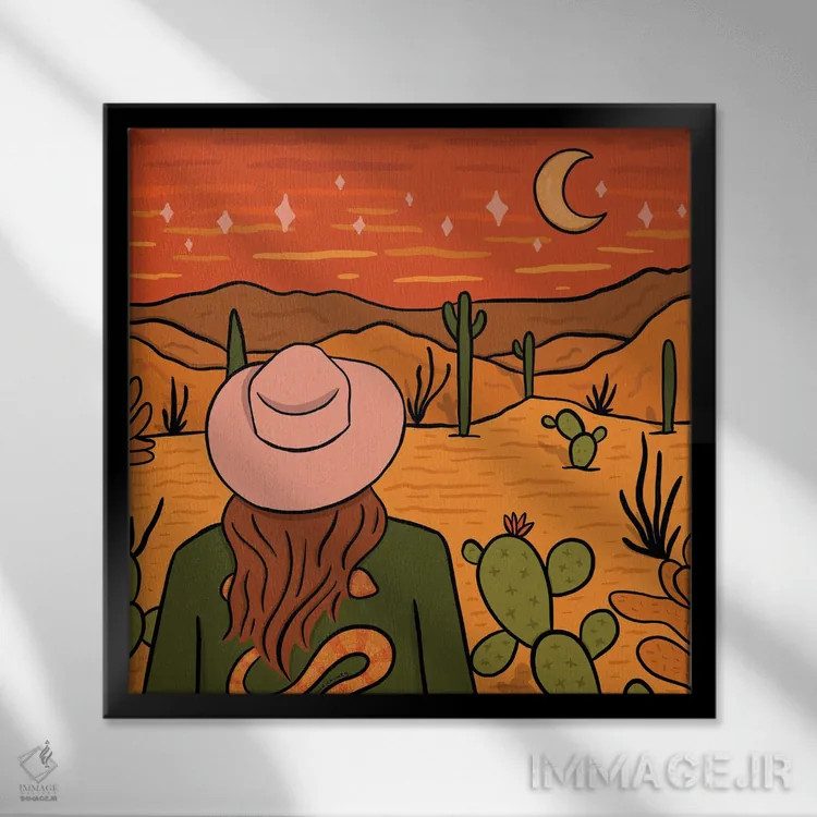 تابلو دختر صحرا اثر دودل بای مگ (استودیوی هنری) - نمای قابدار مشکی