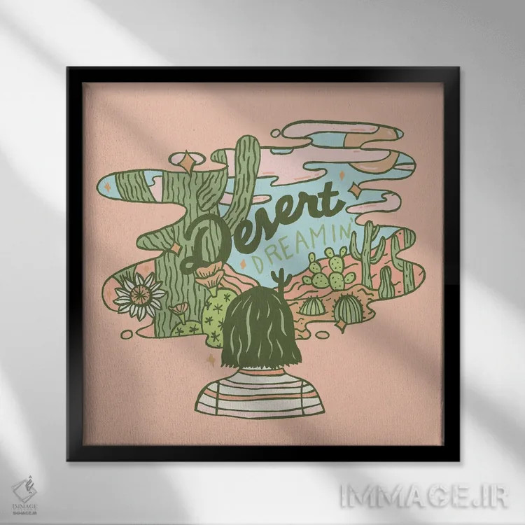 تابلو رویای بیابان اثر دودل بای مگ (استودیوی هنری) - نمای قابدار مشکی