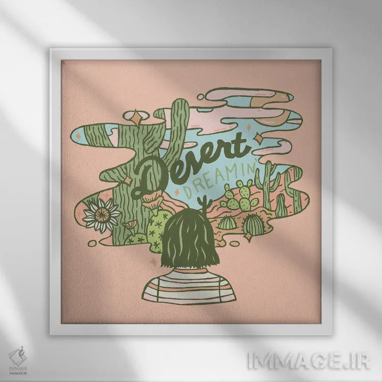 تابلو رویای بیابان اثر دودل بای مگ (استودیوی هنری) - نمای قابدار سفید