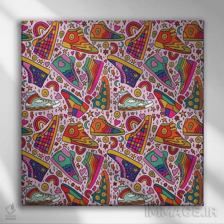 تابلو طرح کتانی ساقبلند اثر دودل بای مگ (استودیوی هنری) - نمای روبهرو روی دیوار