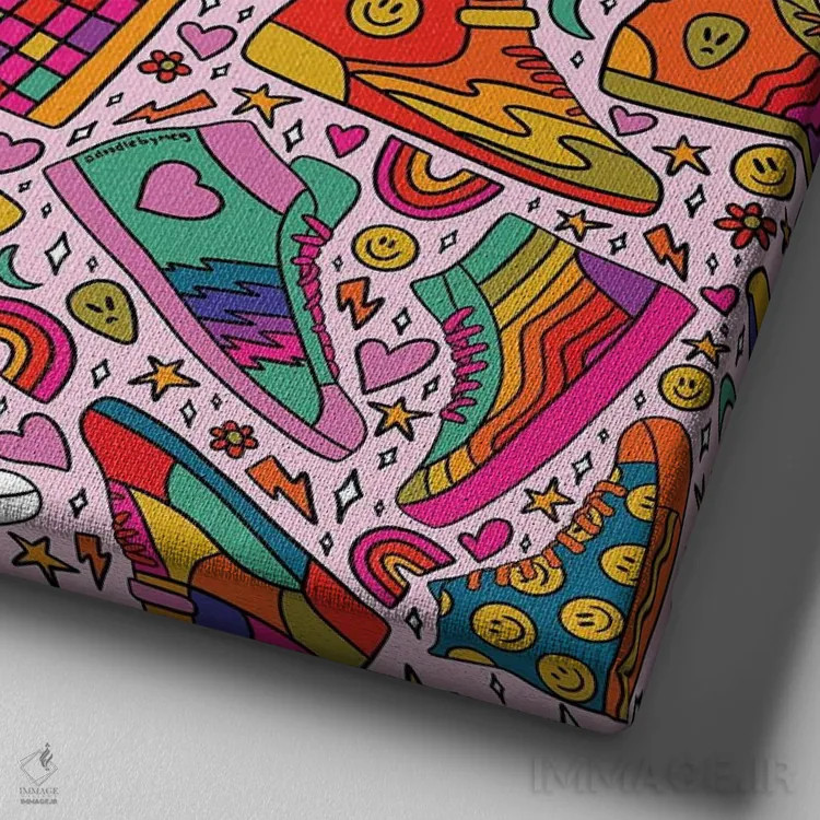 تابلو طرح کتانی ساقبلند اثر دودل بای مگ (استودیوی هنری) - نمای نزدیک بافت بوم