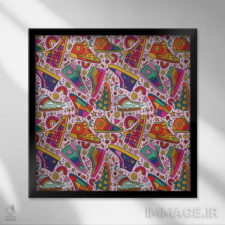 تابلو طرح کتانی ساقبلند اثر دودل بای مگ (استودیوی هنری) - نمای قابدار مشکی