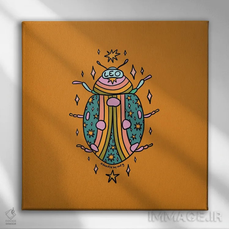 تابلو کفشدوزک متولد مرداد (برج اسد) اثر دودل بای مگ (استودیوی هنری) - نمای روبهرو روی دیوار