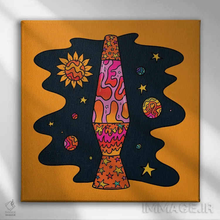 تابلو لامپ لاوا متولد مرداد (برج اسد) اثر دودل بای مگ (استودیوی هنری) - نمای روبهرو روی دیوار