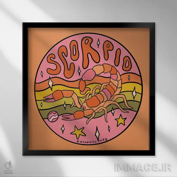 تابلو برج عقرب (آبان) اثر دودل بای مگ (استودیوی هنری) - نمای قابدار مشکی