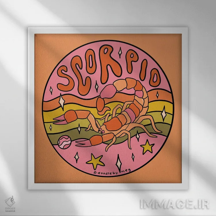 تابلو برج عقرب (آبان) اثر دودل بای مگ (استودیوی هنری) - نمای قابدار سفید