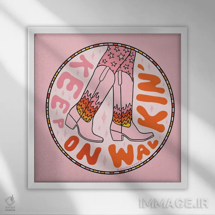 تابلو به راه رفتن ادامه بده اثر دودل بای مگ (استودیوی هنری) - نمای قابدار سفید