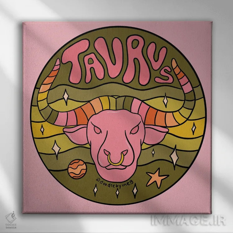 تابلو برج ثور (اردیبهشت) اثر دودل بای مگ (استودیوی هنری) - نمای روبهرو روی دیوار