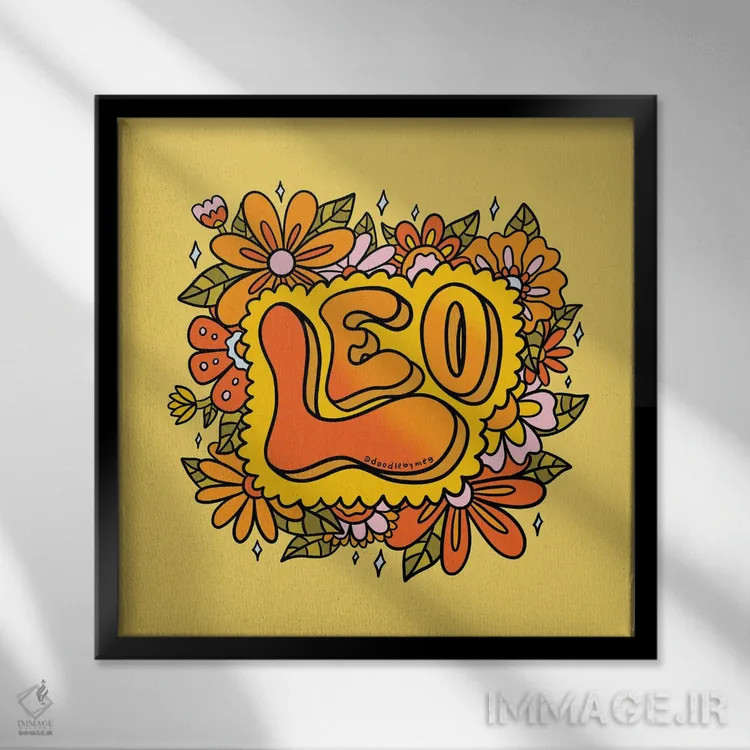 تابلو گلهای متولد مرداد (برج اسد) اثر دودل بای مگ (استودیوی هنری) - نمای قابدار مشکی