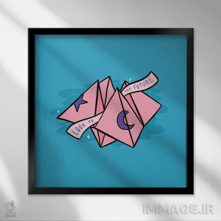 تابلو شکارچی اوشی (بازی کاغذی کودکان) اثر دودل بای مگ (استودیوی هنری) - نمای قابدار مشکی